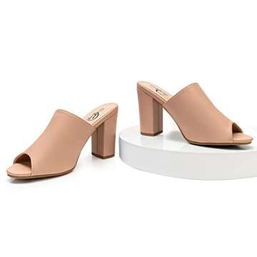 Trary Women's Pink 3.5in Block Heels Mules for Any Occasion