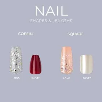 KISS Gel Fantasy Press On Nails, Nail glue included, Temporary Feels', Gray, Short Size, Squoval Shape, Includes 28 Nails, 2g Glue, 1 Manicure Stick, 1 Mini file (Pack of 2)