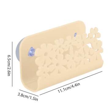 Never Rust Plastic Sponge Holder, Tomorotec Sink Caddy Sink Suction Cups Easy Access Holder Shower and Kitchen Organizer Quick Drain Easy Attach (Beige)