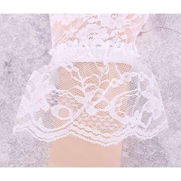 Simplicity Bridal Gloves Lace Wrist Length Special Occasion Wear, 2 Pack_Black and White with Lace Wrist