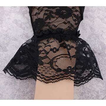 Simplicity Bridal Gloves Lace Wrist Length Special Occasion Wear, 2 Pack_Black and White with Lace Wrist