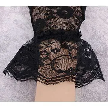 Simplicity Bridal Gloves Lace Wrist Length Special Occasion Wear, 2 Pack_Black and White with Lace Wrist