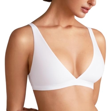 INLYRIC Women's Inbarely Soft Plunge Bralette - Ultra-Comfort Deep V No Padding