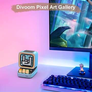 Divoom Ditoo Retro Pixel Art Game Bluetooth Speaker with 16X16 LED App Controlled Front Screen (Blue...