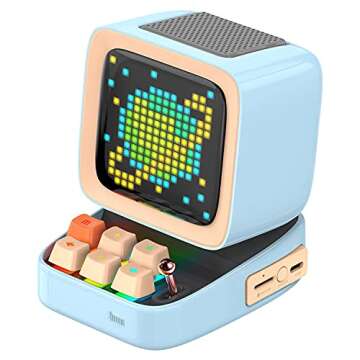 Divoom Ditoo Retro Pixel Art Game Bluetooth Speaker with 16X16 LED App Controlled Front Screen (Blue) …