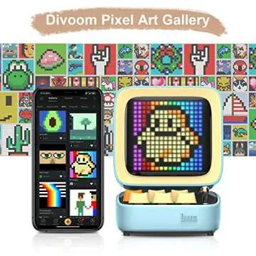Divoom Ditoo Retro Pixel Art Game Bluetooth Speaker with 16X16 LED App Controlled Front Screen (Blue) …