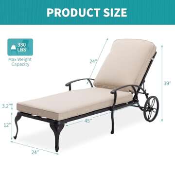 HOMEFUN Chaise Lounge Chair - Set of 2 Outdoor Luxury Loungers