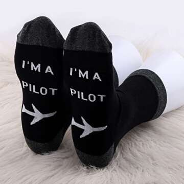 MBMSO Pilot Gifts 2 Pairs Pilot Socks Aviation Gifts Left Rudder Right Rudder Socks Aviation Themed Socks Gifts(2 Pairs Pilot Socks)