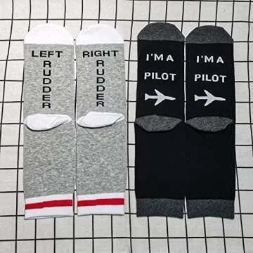 MBMSO Pilot Gifts 2 Pairs Pilot Socks Aviation Gifts Left Rudder Right Rudder Socks Aviation Themed Socks Gifts(2 Pairs Pilot Socks)