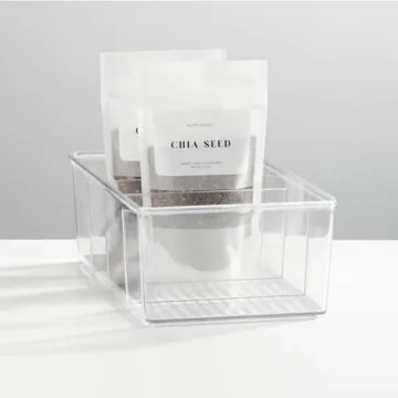 mDesign Plastic 4-Section Divided Organizer Bins - Storage for Cabinet, Pantry, Fridge or Home Organization - Holds Snacks, Granola Bars or Seasoning and Spice Packets, Ligne Collection, 8 Pack, Clear