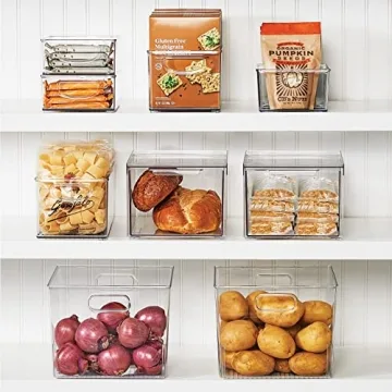 mDesign Plastic 4-Section Divided Organizer Bins - Storage for Cabinet, Pantry, Fridge or Home Organization - Holds Snacks, Granola Bars or Seasoning and Spice Packets, Ligne Collection, 8 Pack, Clear