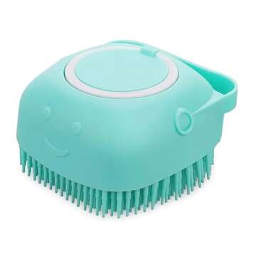 Pet Bath Massage Brush Puppy Dog Cat Grooming Cleaning Soft (Blue)