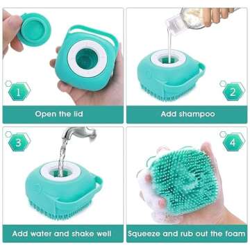 Pet Bath Massage Brush Puppy Dog Cat Grooming Cleaning Soft (Blue)