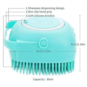 Pet Bath Massage Brush Puppy Dog Cat Grooming Cleaning Soft (Blue)