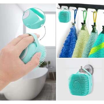 Pet Bath Massage Brush Puppy Dog Cat Grooming Cleaning Soft (Blue)