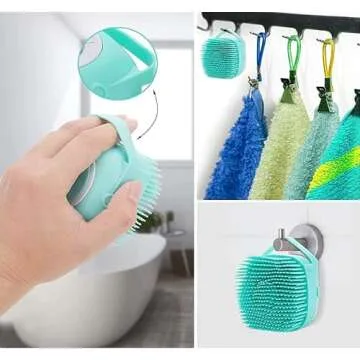 Pet Bath Massage Brush Puppy Dog Cat Grooming Cleaning Soft (Blue)