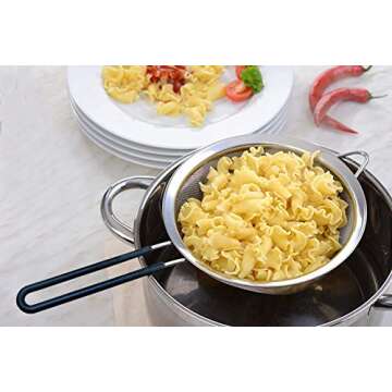 Newline NY Premium Double Stainless Steel Fine Mesh Strainers with Soft-touch Anti-slip Silicone-coated Handle 2 pcs Set