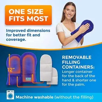 Microwave Safe Therapy Mittens with Flax Seeds - Moist Heat Therapy Relief for Hands and Fingers for Stiff Joints, Trigger Fingers, Inflammation, Raynauds, Carpal Tunnel, Natural Aromatherapy Gloves