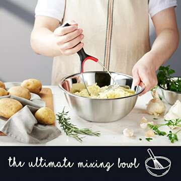 WHYSKO Stainless Steel Mixing Bowl Set, 10 Piece Stainless Steel Mixing Bowls with Lids Set for Food Prep Storage and Serving, Dishwasher Safe Microwave Safe for Kitchen Baking Cooking, Silver