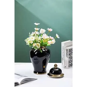 Elegant GaLouRo Black Ginger Jar - Perfect Home Decor