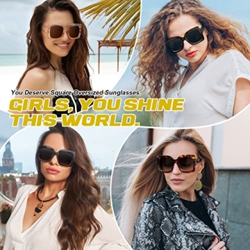 GQUEEN Oversized Square Frame UV400 Sunglasses for Women
