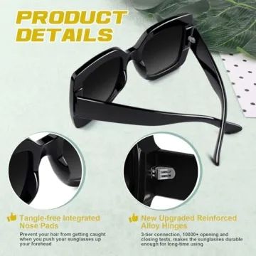 GQUEEN Oversized Square Frame UV400 Sunglasses for Women