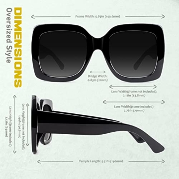 GQUEEN Oversized Square Frame UV400 Sunglasses for Women