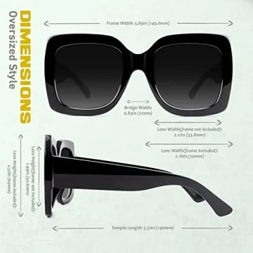 GQUEEN Oversized Square Frame UV400 Sunglasses for Women