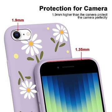 RUMDEY 2 Pack Daisy Flowers for iPhone 7/8/SE 2020/SE 2022 4.7" Phone Case, Smile Cute Aesthetic Design Cases Soft Silicone Slim TPU Shockproof Protective Fundas for Teen Girls Women (Purple&Beige)