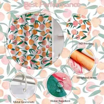Colorful Lifeel Peach Shower Curtain 72x72 inch Waterproof