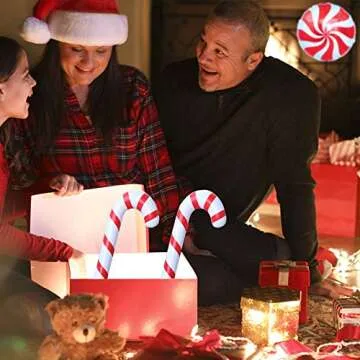 changsha 17 Pcs Christmas Inflatable Candy Canes Set - Christmas Inflatable Candy Canes Foil Balloons Inflatable Swirl Lollipop Balloon for Christmas Candy Canes Decorations