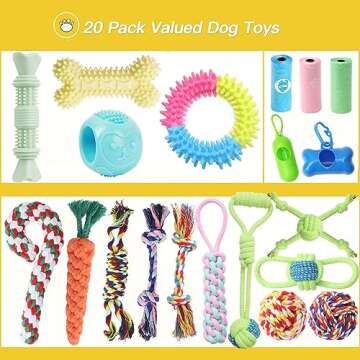 Puppy Toys 20 Pack, Puppy Chew Toys for Teething, Pet Dog Toothbrush Chew Toys for Puppy, Indestruct...