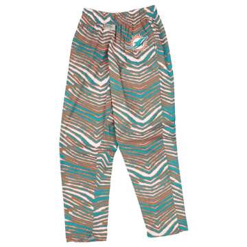 Officially Licensed Zubaz Men's NFL NFL Zebra Pant Left Hip Logo Track Pant, Miami Dolphins, Size Sm...