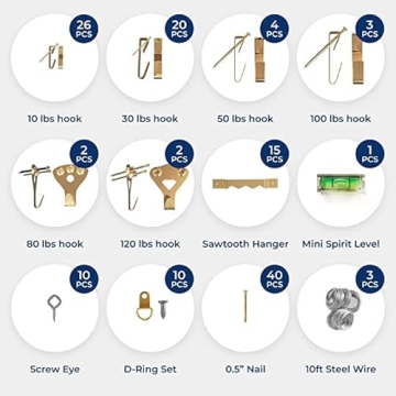 Pickily 225 Piece Picture Hanging Kit for Home Decor