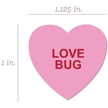 Valentine Candy Hearts Stickers / 500 Valentine's Day Labels / 1 1/8" Heart Envelope Seals