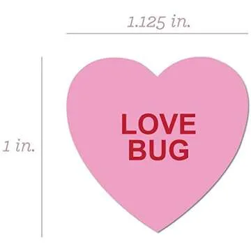 Valentine Candy Hearts Stickers / 500 Valentine's Day Labels / 1 1/8" Heart Envelope Seals