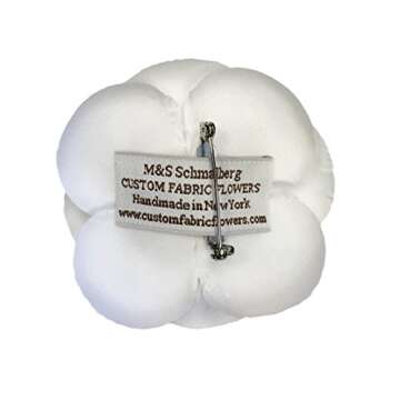 M&S Schmalberg Handmade White Camellia Brooch Pin - A Timeless Silk Accessory from New York