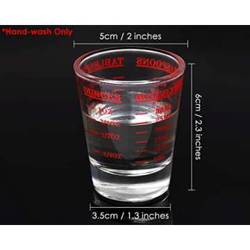 DS. DISTINCTIVE STYLE Shot Glasses Measuring Cup 2 Pieces Liquid Heavy Glass 30 Milliliter Scaled Me...