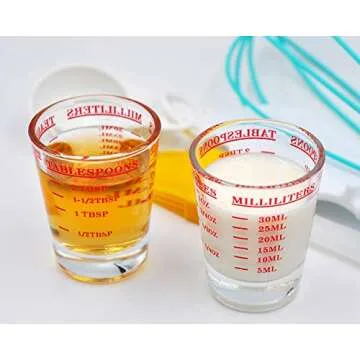 DS. DISTINCTIVE STYLE Shot Glasses Measuring Cup 2 Pieces Liquid Heavy Glass 30 Milliliter Scaled Measuring Glass for Liquid