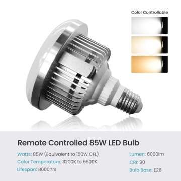 LimoStudio 20 x 28 in Soft Box LED Lighting Kit,Light Reflector with 85W LED Bulb Remote Controller Color Temparture Brightness, Photography Studio, AGG2767