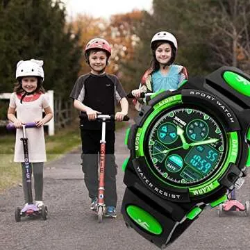 Boys Watches Ages 11-15 Waterproof, Kids Digital Sport Waterproof Watch for Kids Birthday Presents Green Gifts Toys Age 5-16 Teen Boys Girls Children Young Outdoor Electronic Watches Alarm Stopwatch