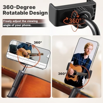 Guitar Phone Holder Adjustable & Rotatable Mount for Musicians