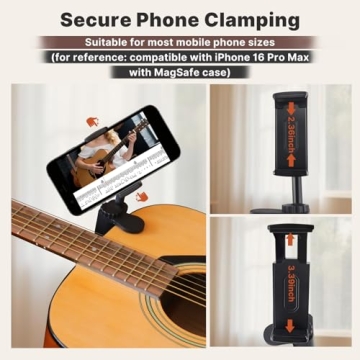 Guitar Phone Holder Adjustable & Rotatable Mount for Musicians