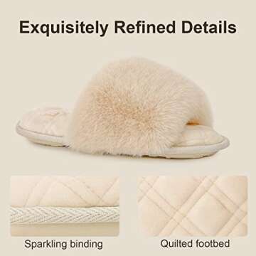 LongBay Cozy Faux Fur Memory Foam Slippers for Ladies