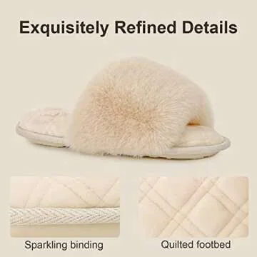 LongBay Cozy Faux Fur Memory Foam Slippers for Ladies