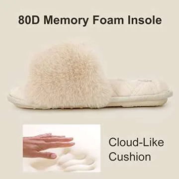 LongBay Cozy Faux Fur Memory Foam Slippers for Ladies
