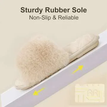 LongBay Cozy Faux Fur Memory Foam Slippers for Ladies