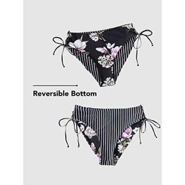 CUPSHE Stylish Striped Reversible Bikini Swimsuit for Women