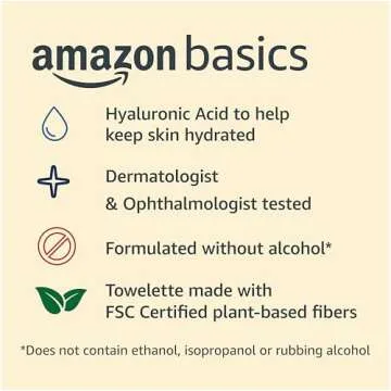 Amazon Basics Hydrating Makeup Remover Wipes for Cleanup