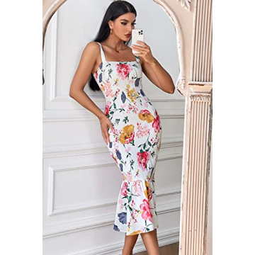 PRETTYGARDEN Women's Floral Midi Tank Dress for Summer
